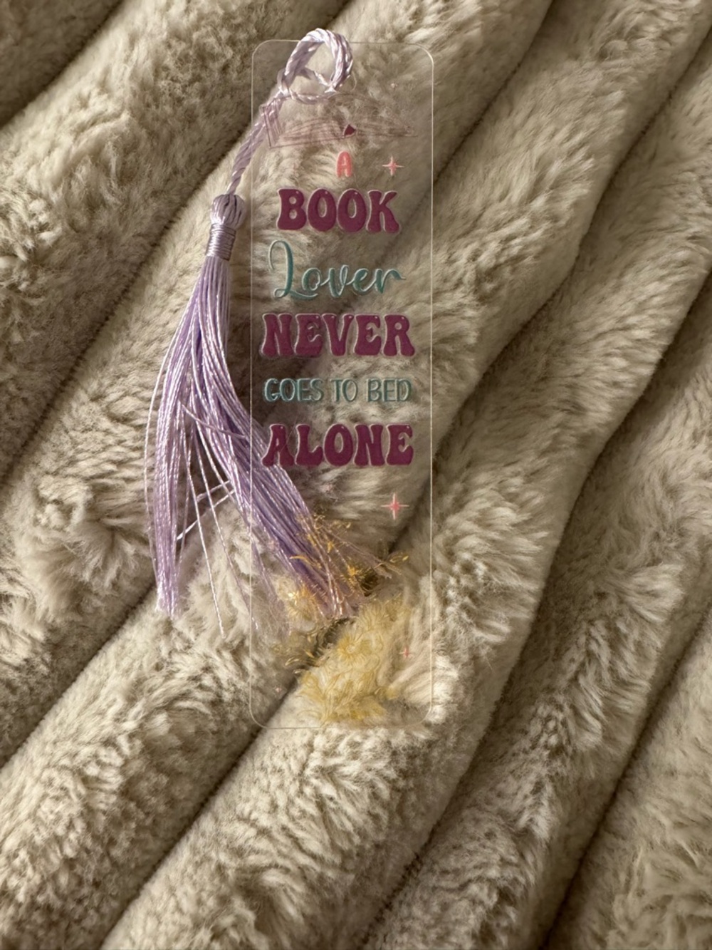 Clear Bookmark with Lavender Tassel - Book Lover Design